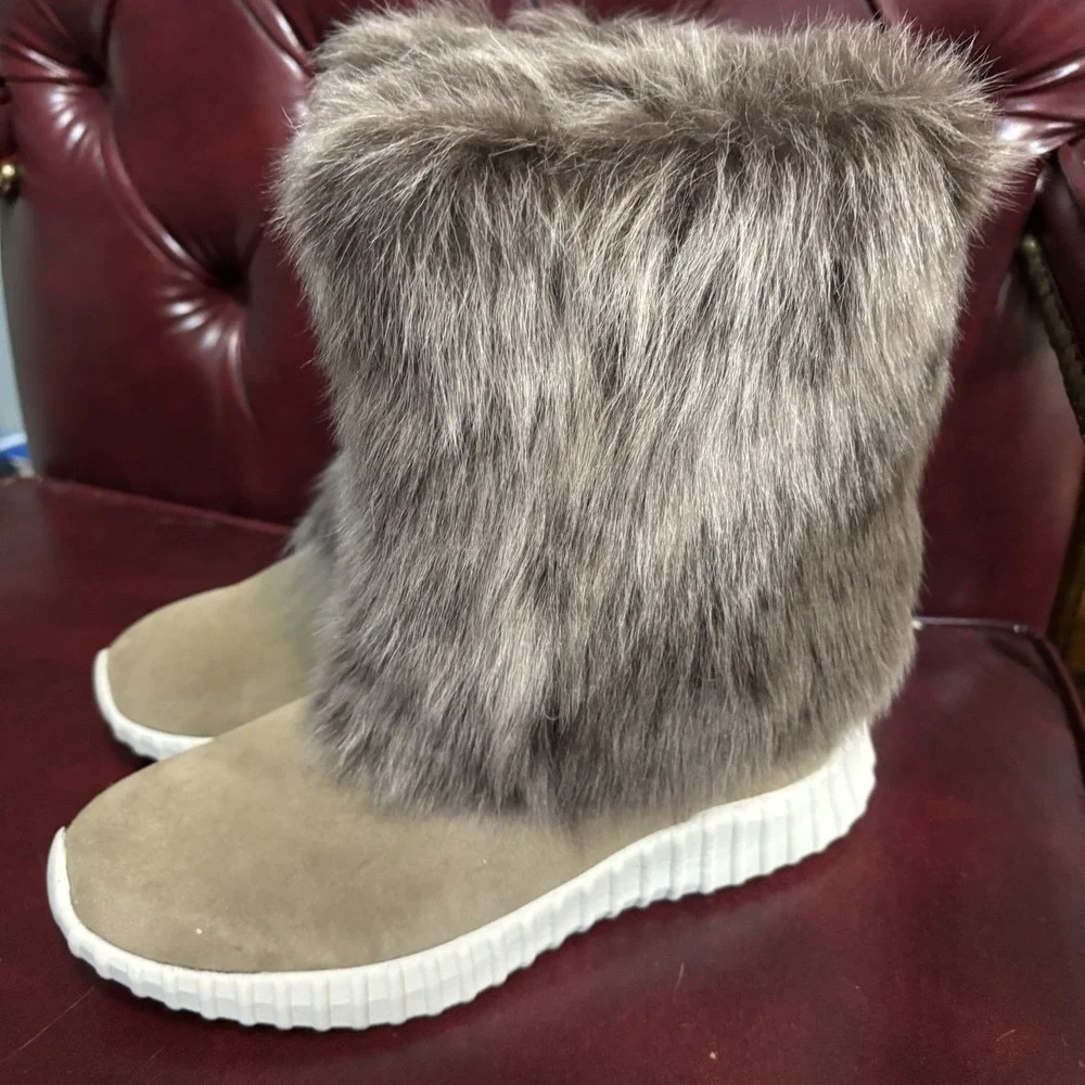 Johnston Murphy Xc4 Women's Faux Fur Slip On Waterproof Boots 7.5 M Brown‎ Suede